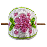 Beaded Stick Barrette - Cree Inspired Floral (BBW-018)