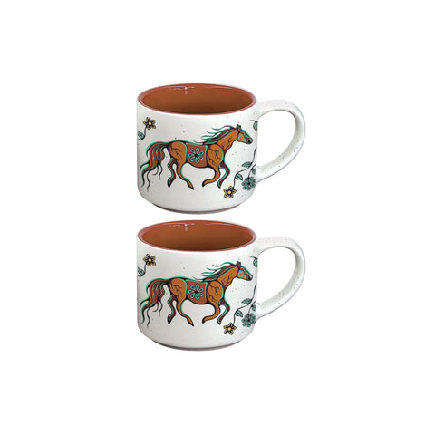 Ceramic Espresso Mugs - Horse (CESMUGS29)