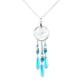 Dreamcatcher Necklace - Turquoise Glass Beads 0.75” (DC11-P)