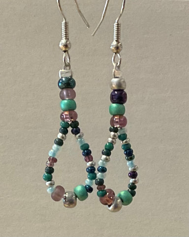 Glass Beaded Earrings - Peacock (ME804)