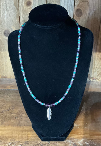 Glass Beaded Necklace - Peacock (MN804)