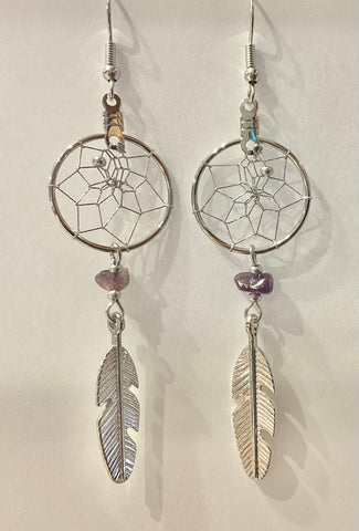 Dreamcatcher Earrings - Amethyst 0.75” (DC3)