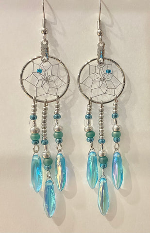 Dreamcatcher Earrings - Aqua 0.75” (DC11)