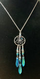 Dreamcatcher Necklace - Turquoise Glass Beads 0.75” (DC11-P)