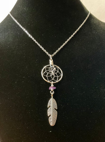 Dreamcatcher Necklace - Amethyst 0.75” (DC3-P)