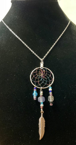 Dreamcatcher Necklace - Magical Glass Beads 1” (DC19-P)