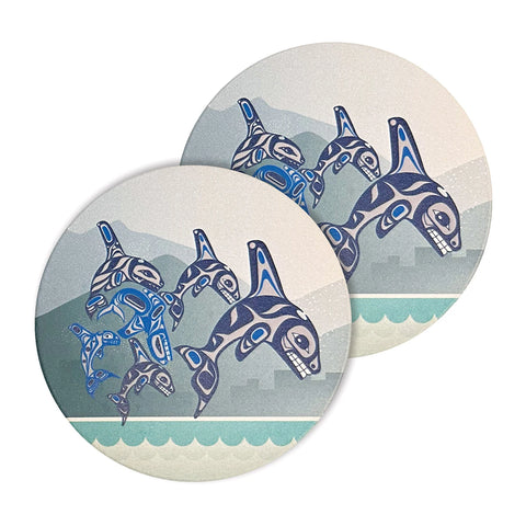 Ceramic Coasters - Orca Family (CCO16)