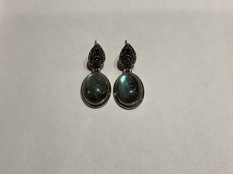 Silver Earrings - Green Grandidierite (07-08-0043-01)