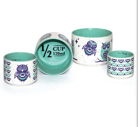 Ceramic Measuring Cup Set - Owls (MC16)
