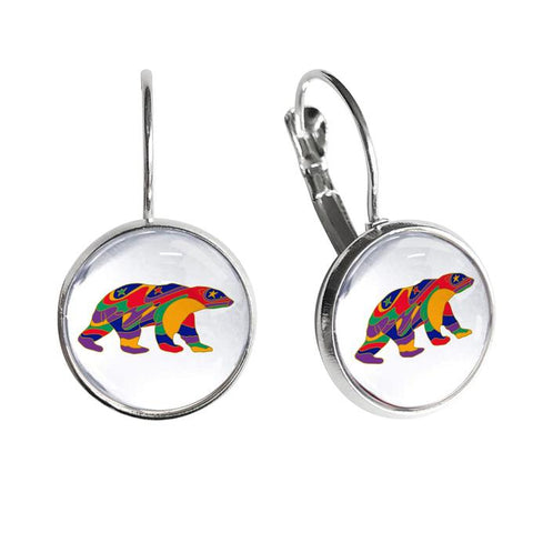 Dome Glass Earrings -  Alpha Bear (5806)