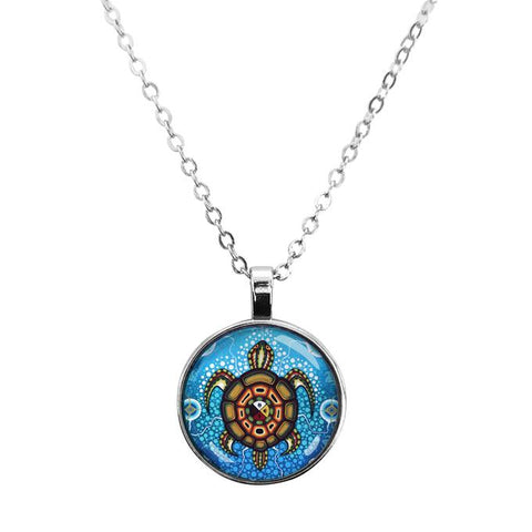 Dome Glass Necklace - Medicine Turtle (5833)