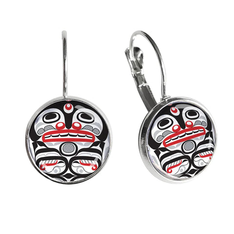 Dome Glass Earrings - Killer Whale (5803)