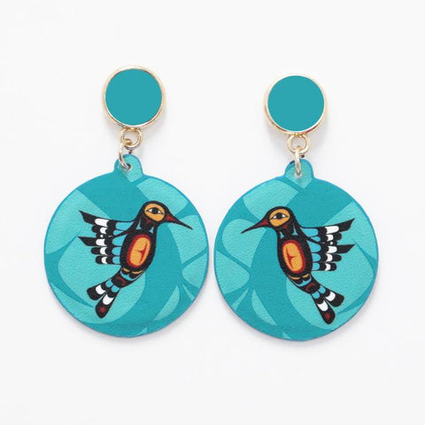 Vegan Leather Earrings - Hummingbird (5707)