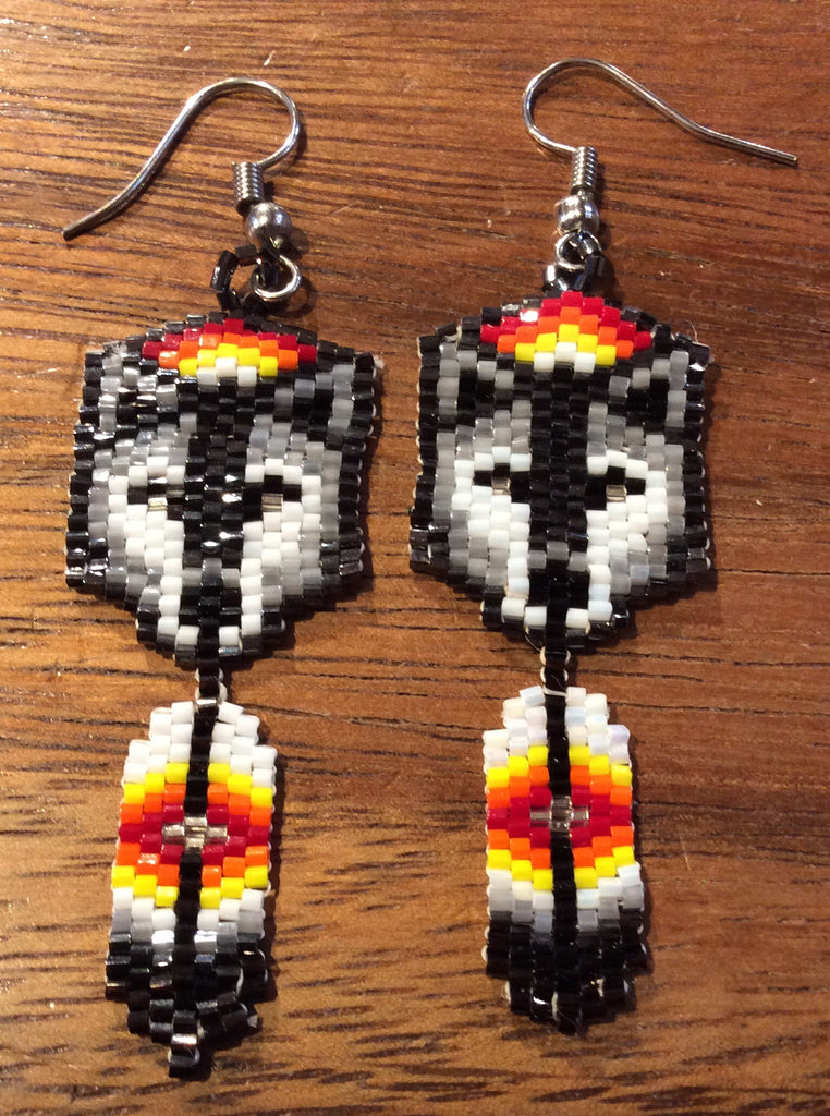 Beaded Wolf Earrings BSC WLF