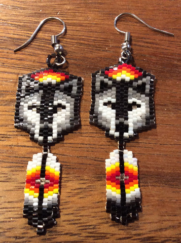 Beaded Wolf Earrings (BSC-WLF)