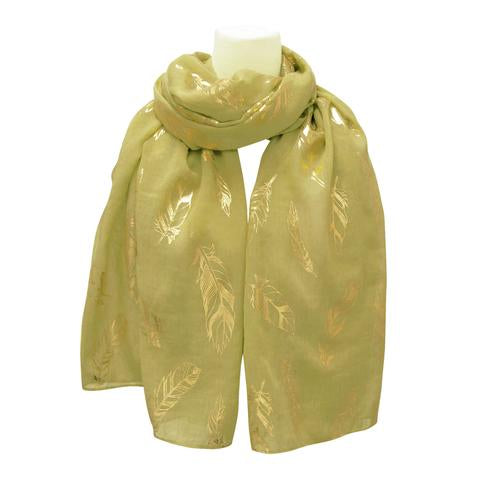 Metallic Print Scarf - Beige (18031)