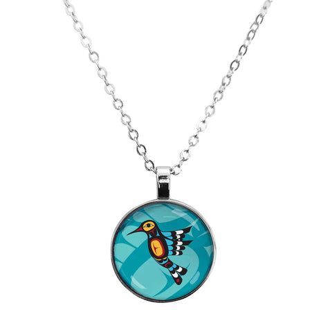 Dome Glass Necklace - Hummingbird (5880)