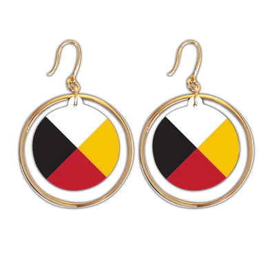 Vegan Leather Halo Earrings - Medicine Wheel (5750)