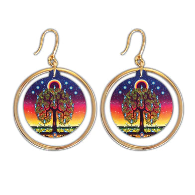 Vegan Leather Halo Earrings - Tree of Life (5752)