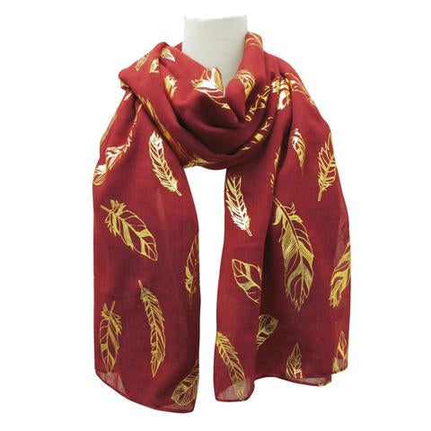 Metallic Print Scarf - Wine (18032)