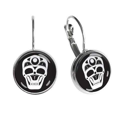 Dome Glass Earrings - Skull (5808)