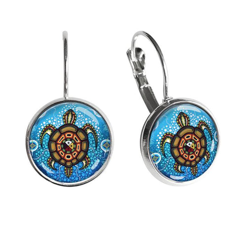 Dome Glass Earrings - Medicine Turtle (5816)