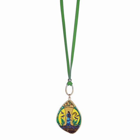 Vegan Leather Organic Necklace - Strong Earth Woman (5758)