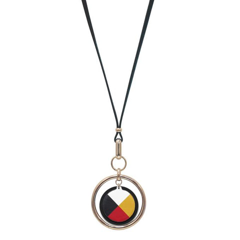 Vegan Leather Necklace - Medicine Wheel (5714)
