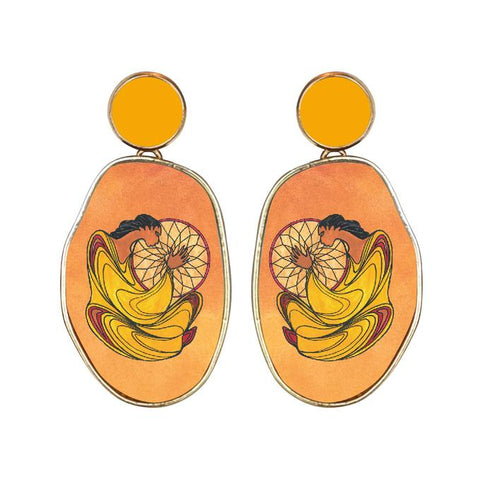 Vegan Leather Organic Earrings - Dreamcatcher (5741)