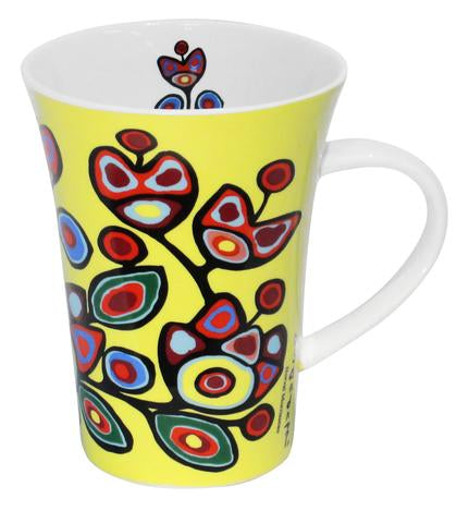 Fine Porcelain Mug - Floral On Yellow (9215FLO)