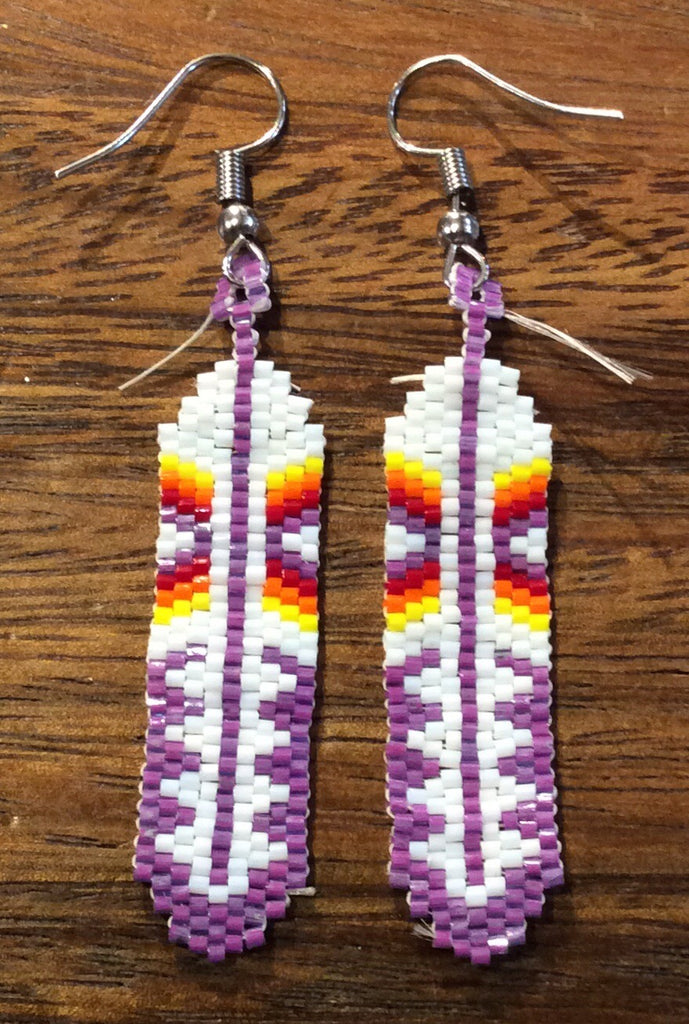 Beaded feather brick stitch Earrings BSC FE2