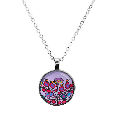 Dome Glass Necklace - Woodland Floral (5832)