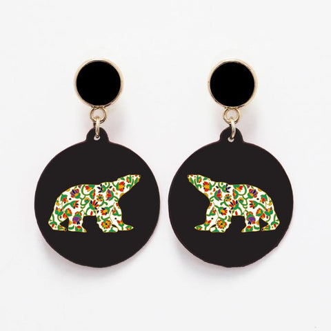 Vegan Leather Earrings - Spring Bear (5748)