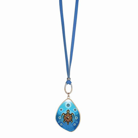 Vegan Leather Organic Necklace - Medicine Turtle (5757)