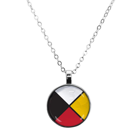 Dome Glass Necklace - Medicine Wheel (5881)