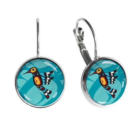 Dome Glass Earrings - Hummingbird (5878)