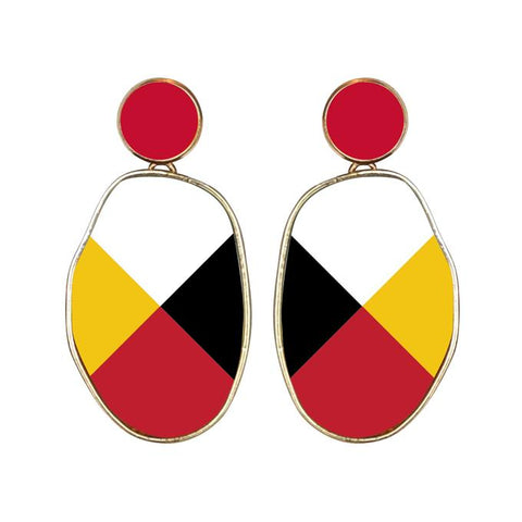 Vegan Leather Organic Earrings - Medicine Wheel (5743)