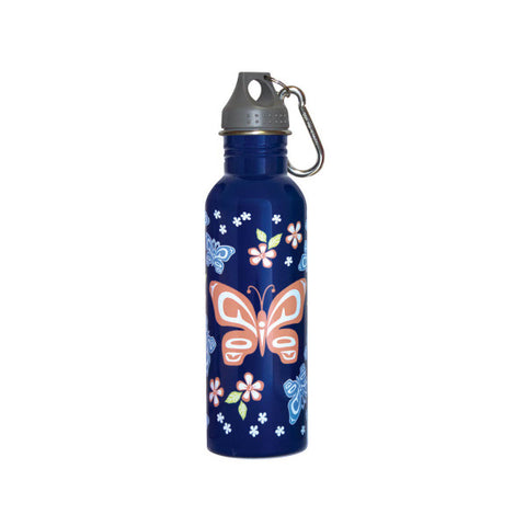 Glossy Water Bottle - Butterfly and Wild Rose (WBS44)