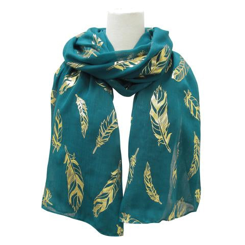 Metallic Print Scarf - Teal (18029)