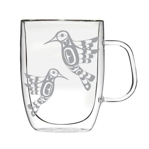 Double Wall Glass Mug - Hummingbird (4501)