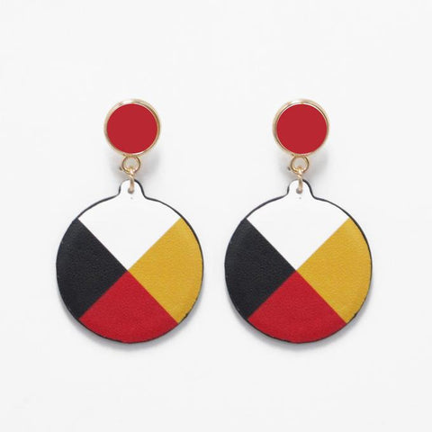 Vegan Leather Earrings - Medicine Wheel (5703)