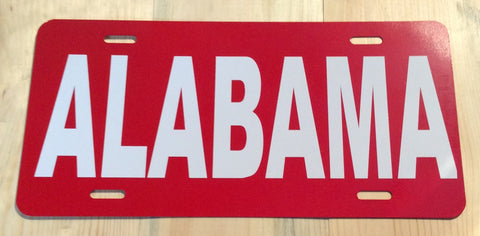 License Plate: Red with Alabama