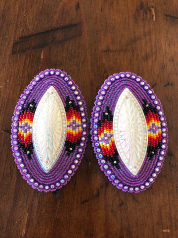 Beaded Glam oval earrings