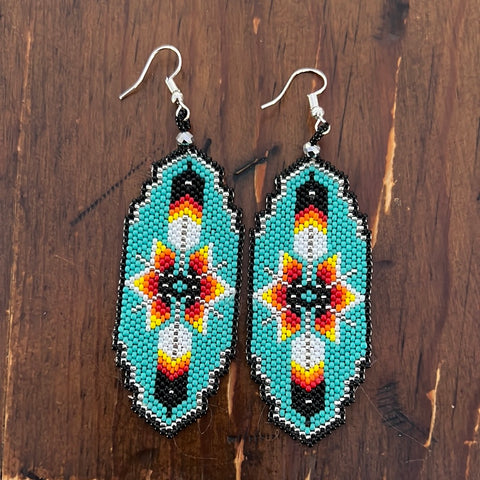 Beaded brick stitch earring feather design (BBE-FEA)
