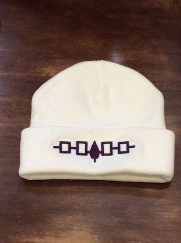 Embroidered Tuque - Iroquois Confederacy (White: Fold)