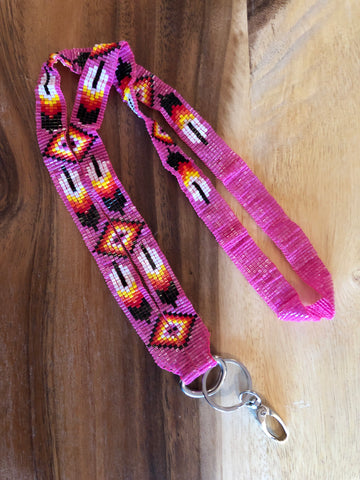Loomed Cut Glass Lanyard Feather Pattern