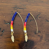 Gold Feather Earrings with Beading (GOLD-FEA)