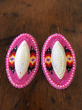 Beaded Glam oval earrings