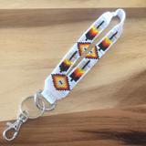 Loomed Cut Glass Wrist Lanyard Feather Pattern (BLL-C01W)