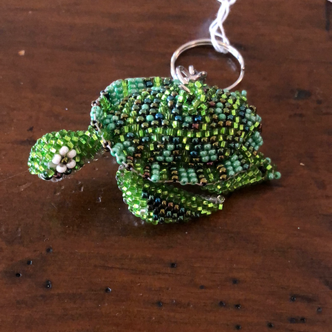 Beaded turtle keychain